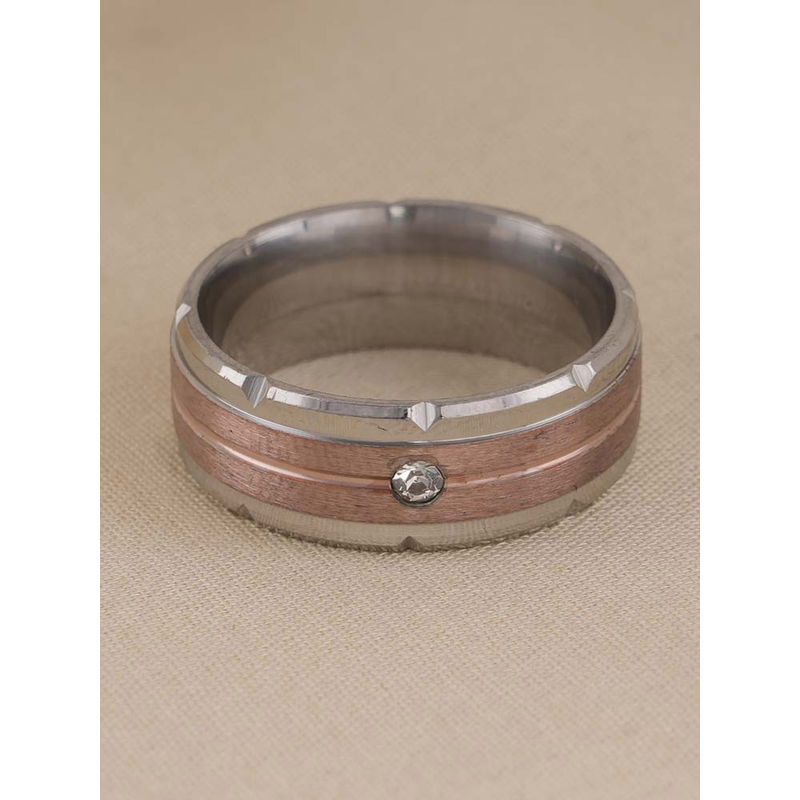 Palmonas Waterproof and Anti-Tarnish Splendid Silver Rose Gold Band Ring for Men (8)