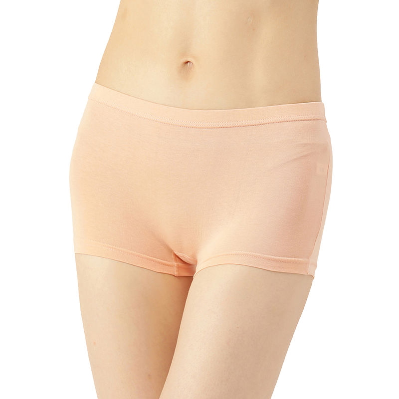 Leading Lady women Brief Pack of Single Cotton Elastane Low-Rise Solid Boy Shorts - Coral (XL)