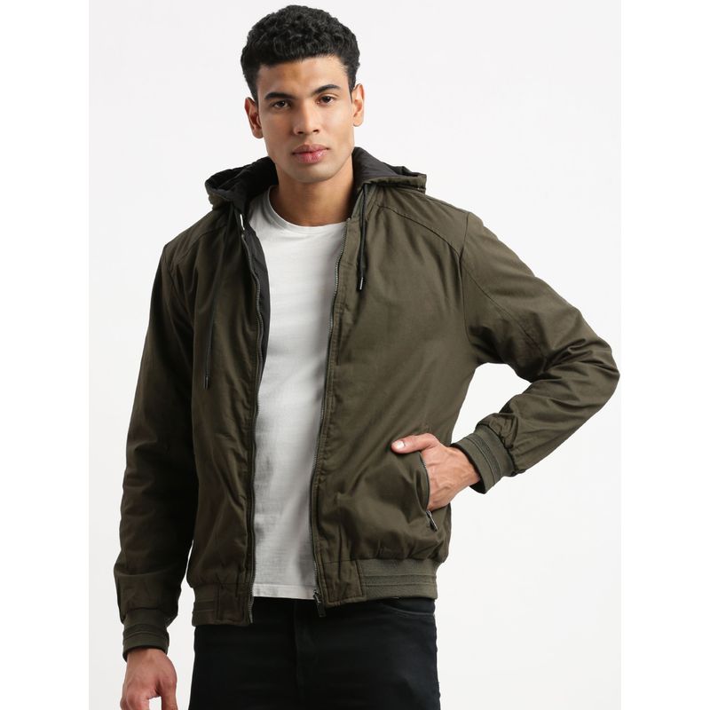 Men's Reversible Bomber Jacket - Camo Leaves - Cypress Green
