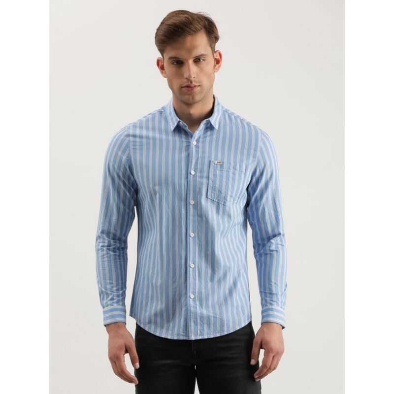 Lee Men Slim Striped Blue Shirt (M)