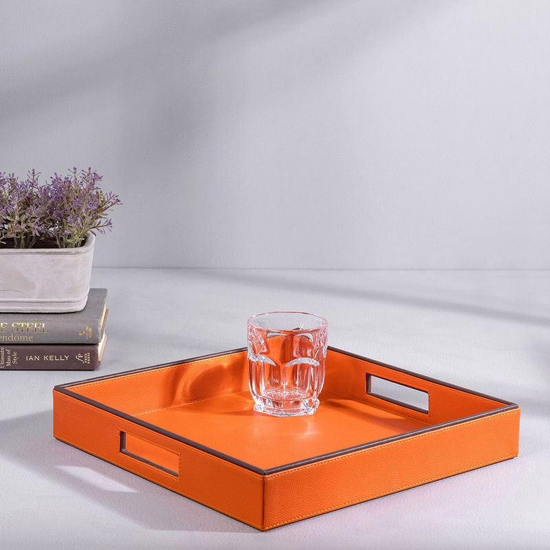 Pure Home + Living Square Orange Brown Serving Tray (1) Buy Pure Home