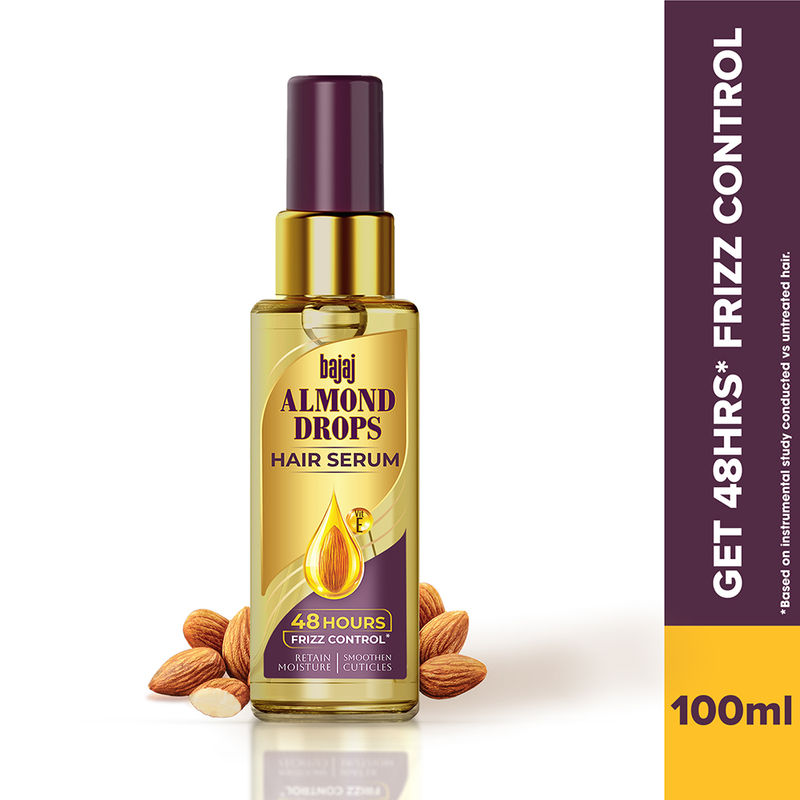 Bajaj Almond Drops Hair Serum With Almond Oil And Vitamin E For 48 hours Frizz Control
