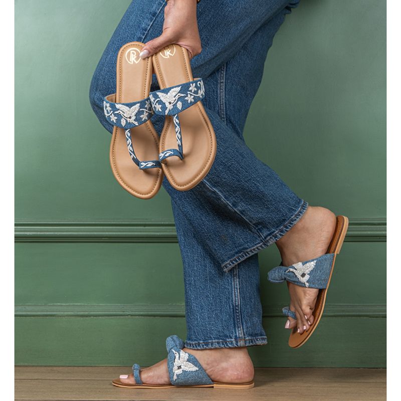 PREET KAUR Denim Bird Kolhapuris (EURO 36)