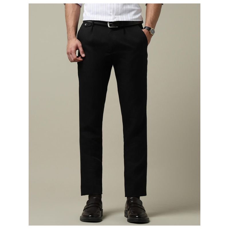 Arrow Mens Twill 1851 Pleated Formal Trousers - Black (30)
