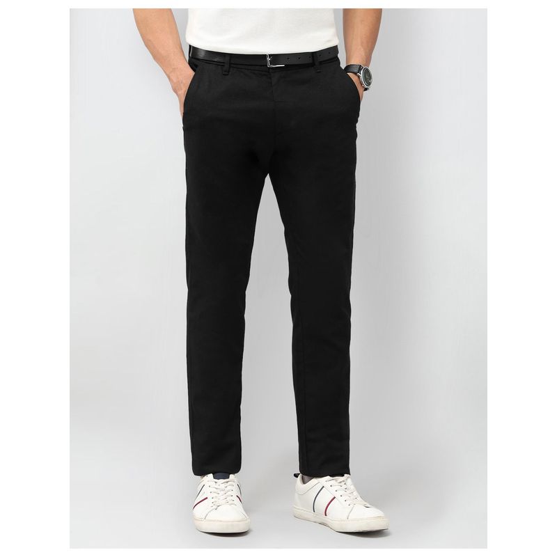 U.S. POLO ASSN. Mens Textured Austin Slim Fit Chinos Trousers - Black (34)