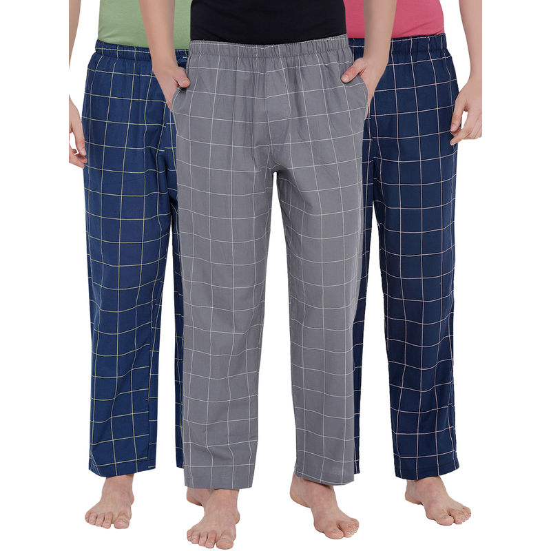 XYXX Super Combed Cotton Checks Pyjama For Men (pack Of 3) - Multi-Color (M)