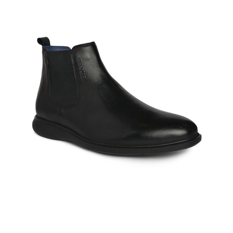 BUCKAROO DGARDO Crust Leather Black Chelsea Boots (UK 10)