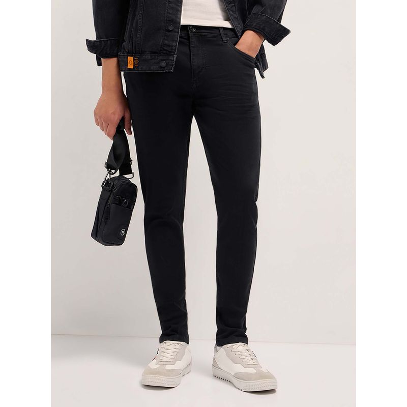 THE BEAR HOUSE Men Black Solid Skinny Fit Casual Jeans (34)