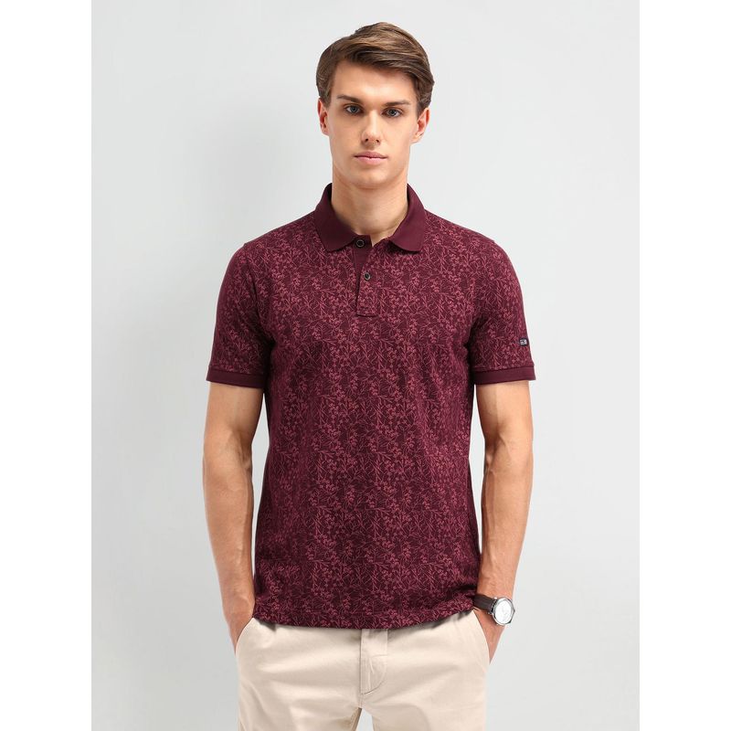 Arrow Sports Printed Purple Polo Collar T-Shirt (M)