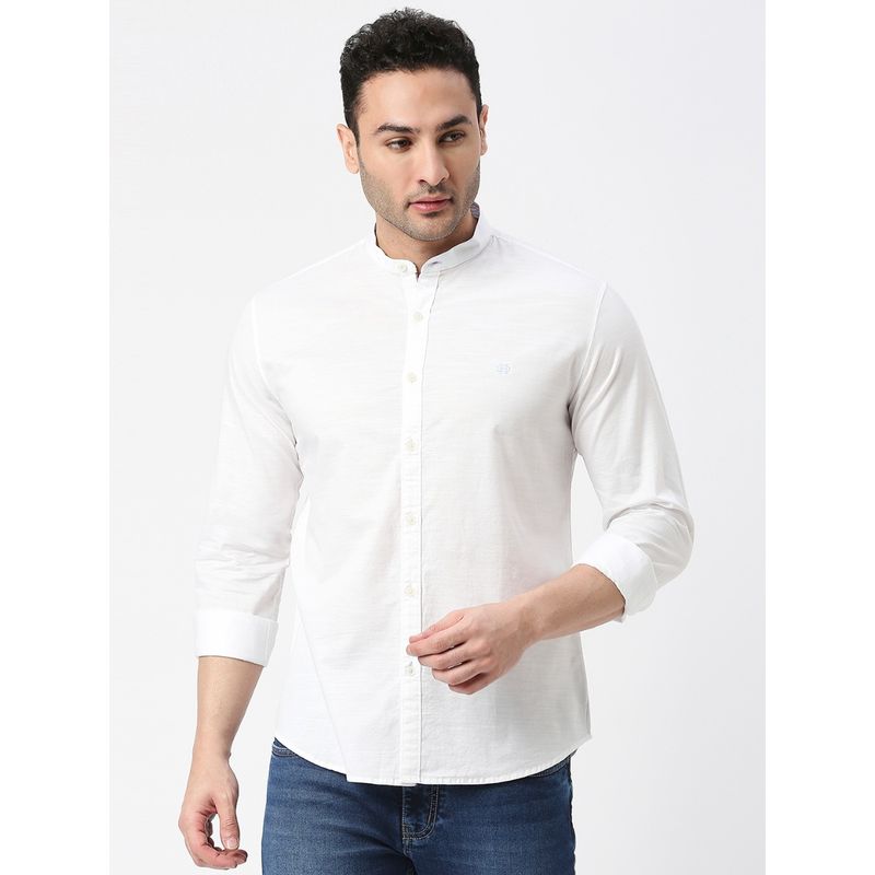 Dragon Hill Full Sleeves White Premium Cotton Solid Shirt with Mandarin Collar (3XL)