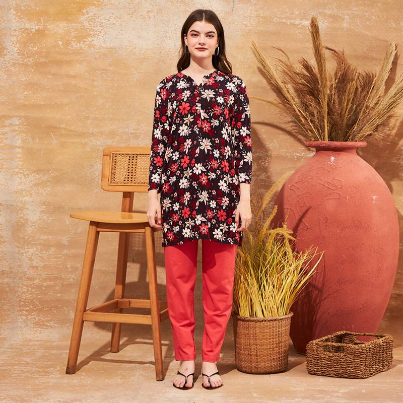July Nightwear For Women Modal Maroon Long Top - Pyjama-PC1070 (Set of 2) (M)