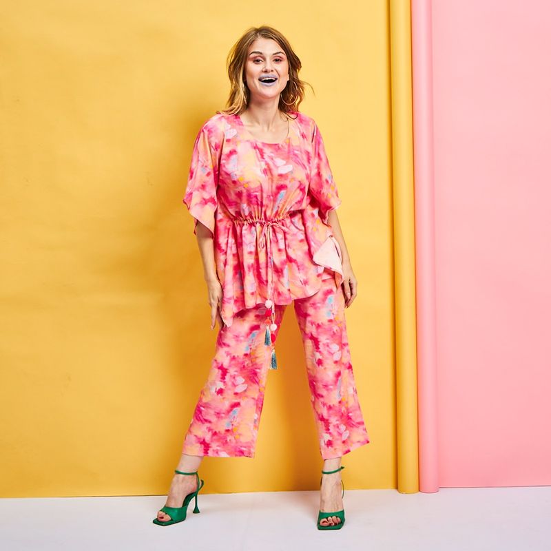 July Nightwear For Women Rayon Pink Kaftan - Pyjama-WPC581 (Set of 2) (S)