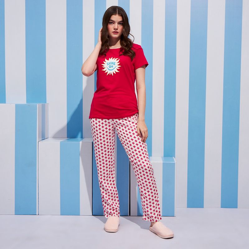July Nightwear For Women Rayon Pink T-Shirt - Pyjama-WPC584 (Set of 2) (2XL)