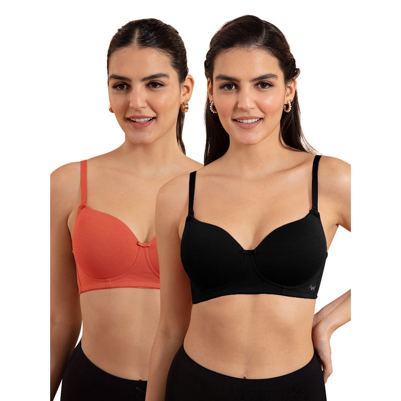 Nykd by Nykaa Women T Shirt Bra NYB198Po2 Carrot & Black (38B)