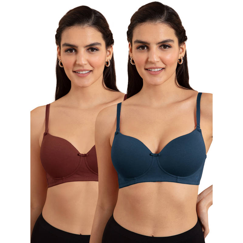 Nykd by Nykaa Women T Shirt Bra NYB198Po2 Brick & S Blue (32D)