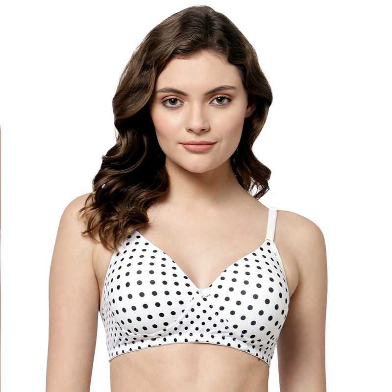 Cukoo White Polka Dot Printed Bra (36C)