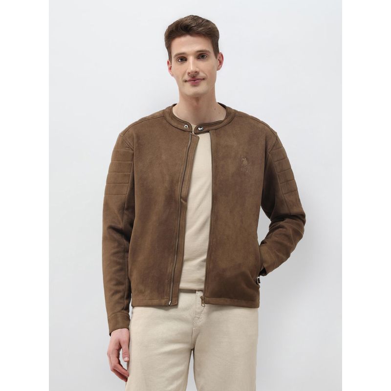 U.S. Polo Assn. Denim Co. Brown Polyester Solid Jacket (XL)