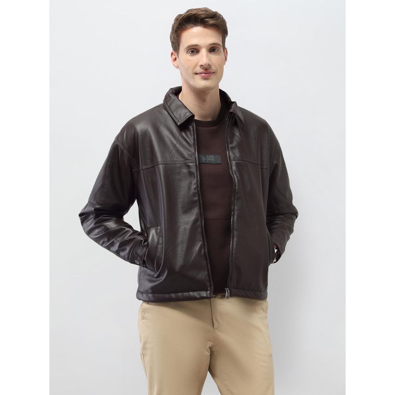 U.S. Polo Assn. Denim Co. Brown Polyester Solid Jacket (L)