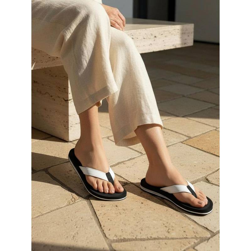 Indifeet Black Comfortable and Latest Orthopedic Acupressure Eva Rubber Flipflops (UK 4)