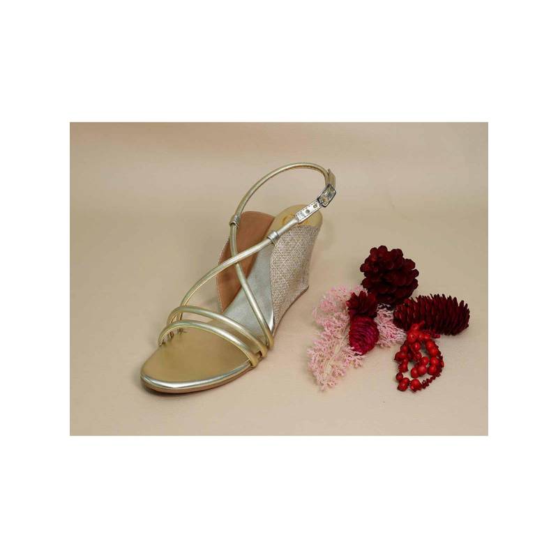Sana K Luxurious Footwear Gold String Half Wedges (EURO 38)