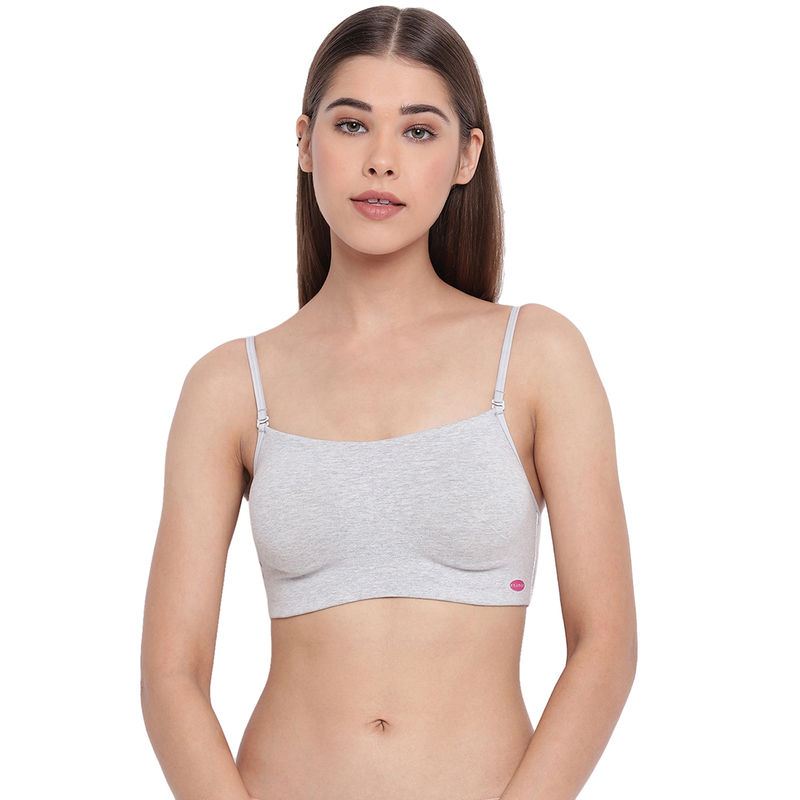 Enamor A022 Cotton Cami With Detachable Straps Bra- Non-padded,wirefree, High Coverage - Grey (M)