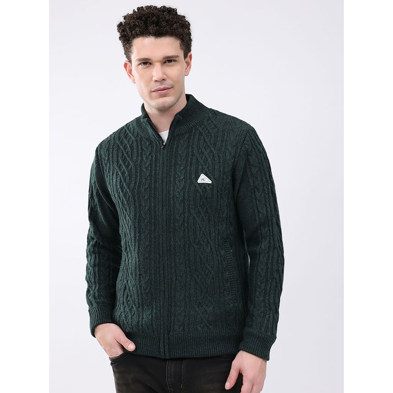 Monte Carlo Men Mock Neck Full Sleeve Sweater Green (2XL)