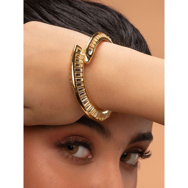 Isharya Dazzle Mirror Snake Cuff In 18Kt Gold Plated (S)