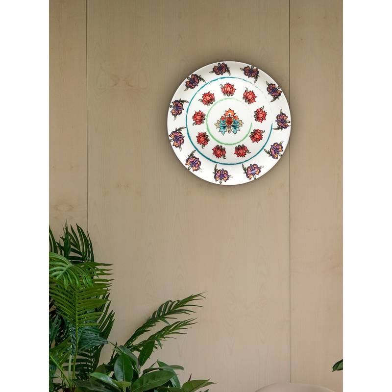 KOLOROBIA Blanc Floral Passion Painting Inspired Home Dcor Wall Plate 8 Inch