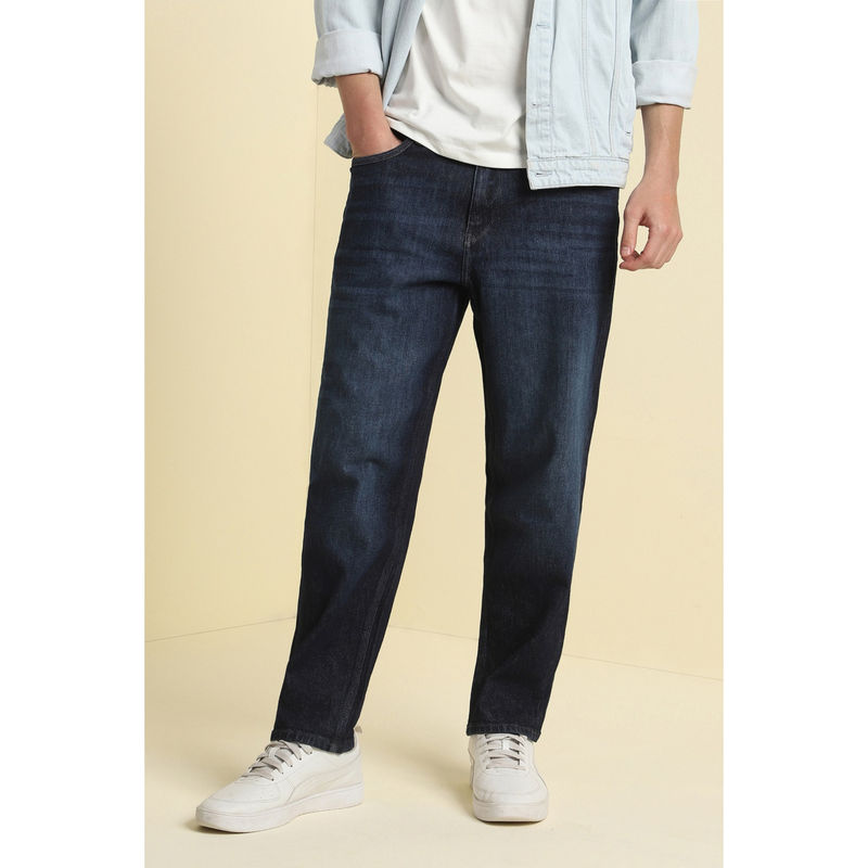 Allen Solly Men Navy Blue Super Slim Fit Mid Wash Jeans (34)