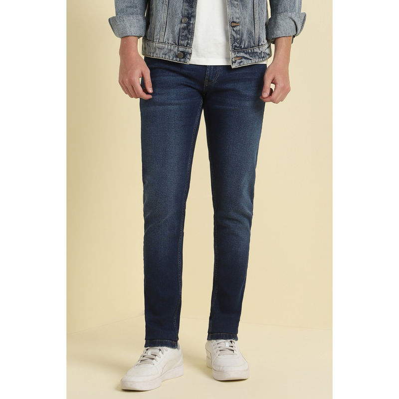 Allen Solly Men Navy Blue Skinny Fit Mid Wash Jeans (30)