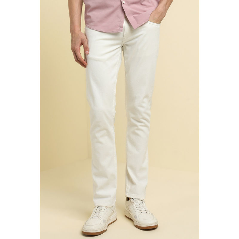 Allen Solly Men White Slim Fit Dark Wash Jeans (34)