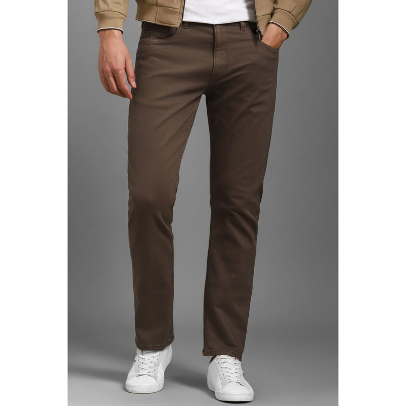 Louis Philippe Men Brown Dark Slim Fit Jeans (36)