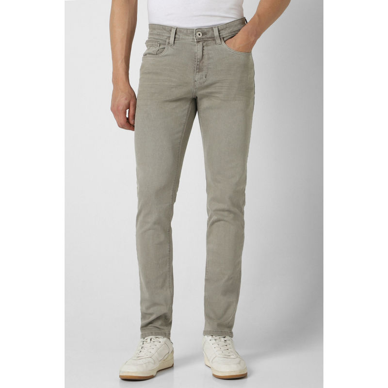 Van Heusen Men Grey Dark Wash Slim Fit Jeans (32)