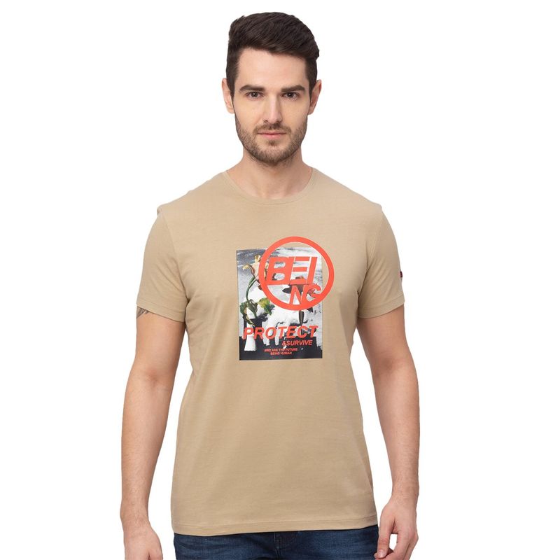 Stone Regular Fit Round Neck Men's T-Shirt by Being Human Clothing (M)