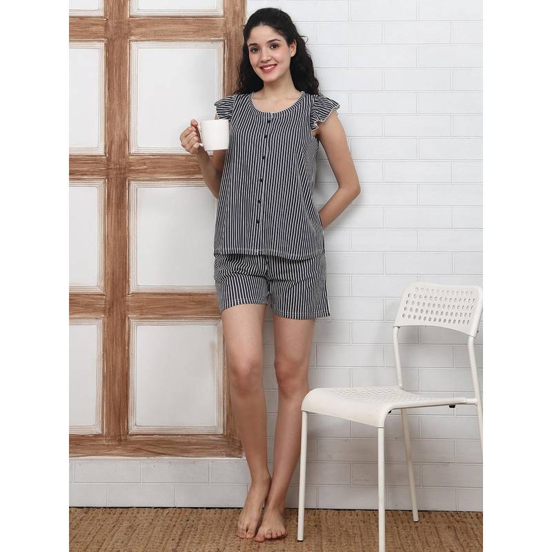 Kanvin Womens Top with Shorts - Black (S)