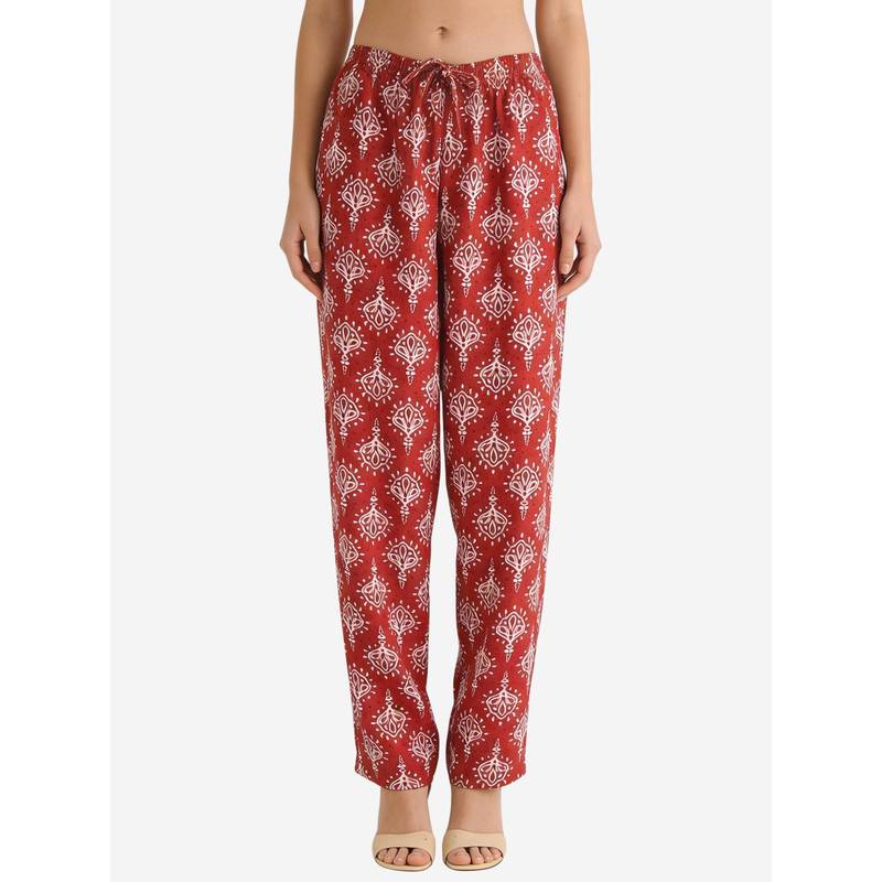 Bonjour Women Rayon Relaxed-Fit Lounge Pyjama Pants - Maroon (S)