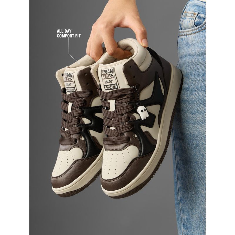 The Souled Store Ubz Ascend Mocha Men Mid Top Sneakers (UK 8)