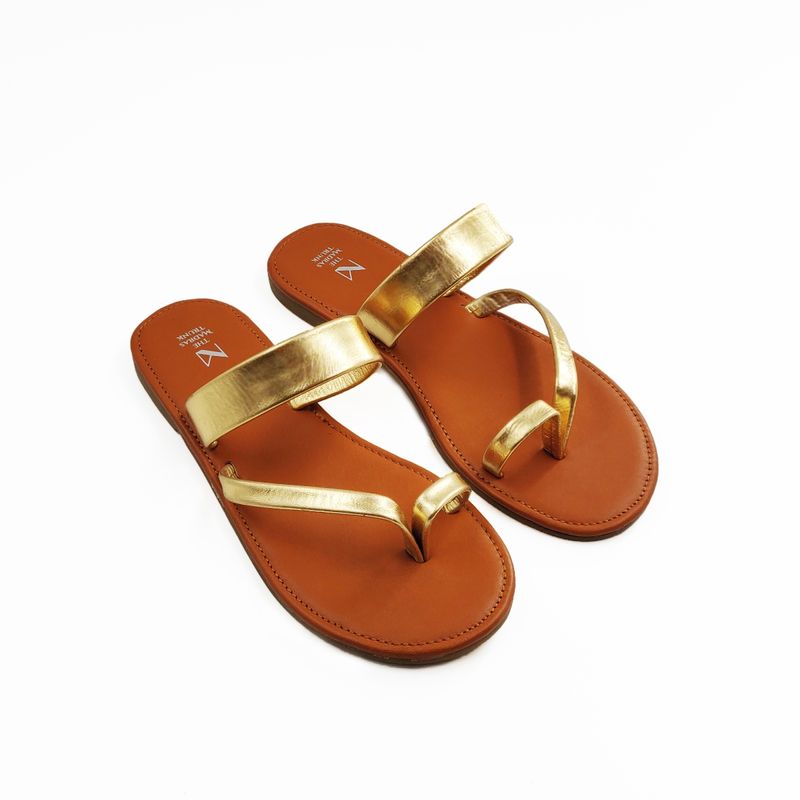 The Madras Trunk Orange And Gold Sandals - EURO 36