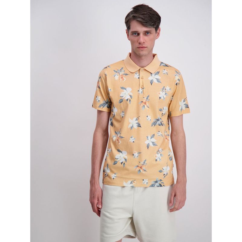 LINDBERGH Green Printed Polo Collar T Shirt (S)