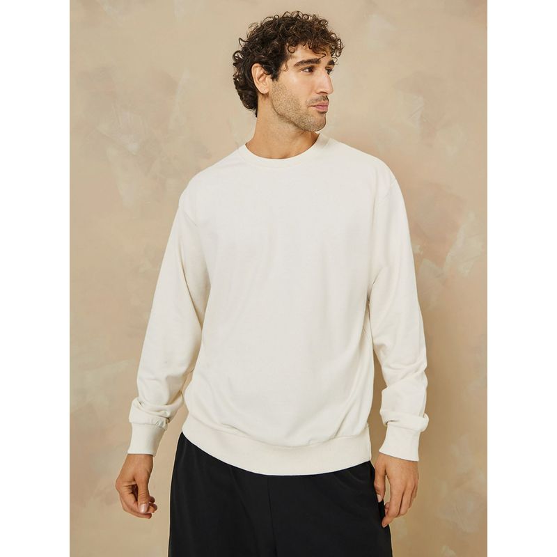 Styli Relaxed Fit Cotton Terry Sweatshirt - Cream (M)
