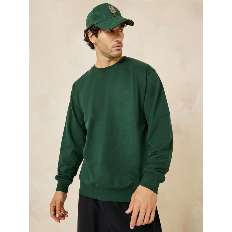 Styli Relaxed Fit Cotton Terry Sweatshirt - Green (XL)