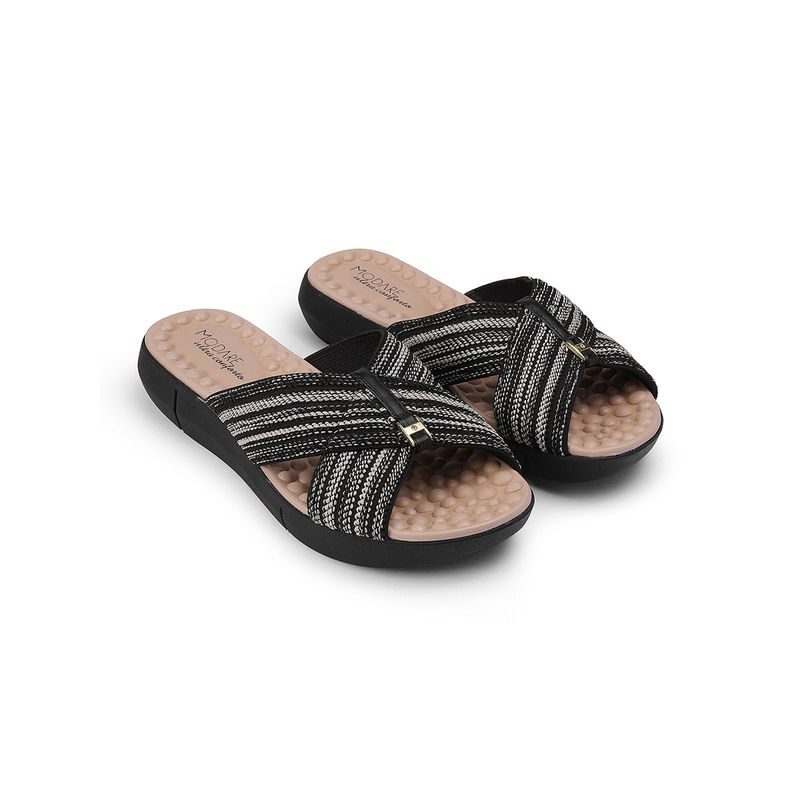 MODARE Black Casual Sandals (EURO 37)