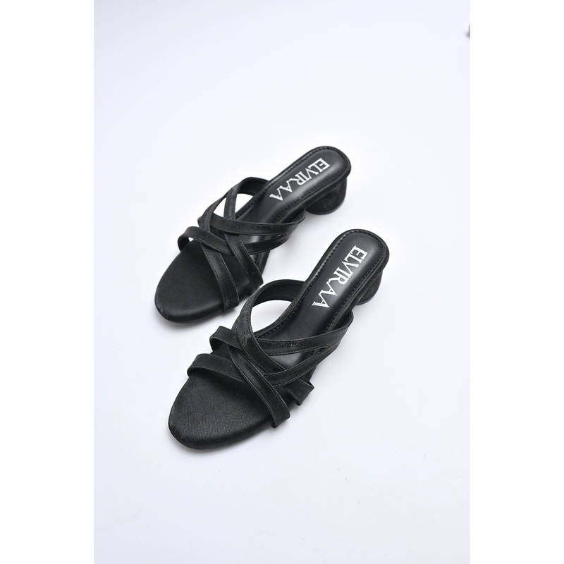 ELVIRAA Criss Cross Black Block Heels(EURO 35)