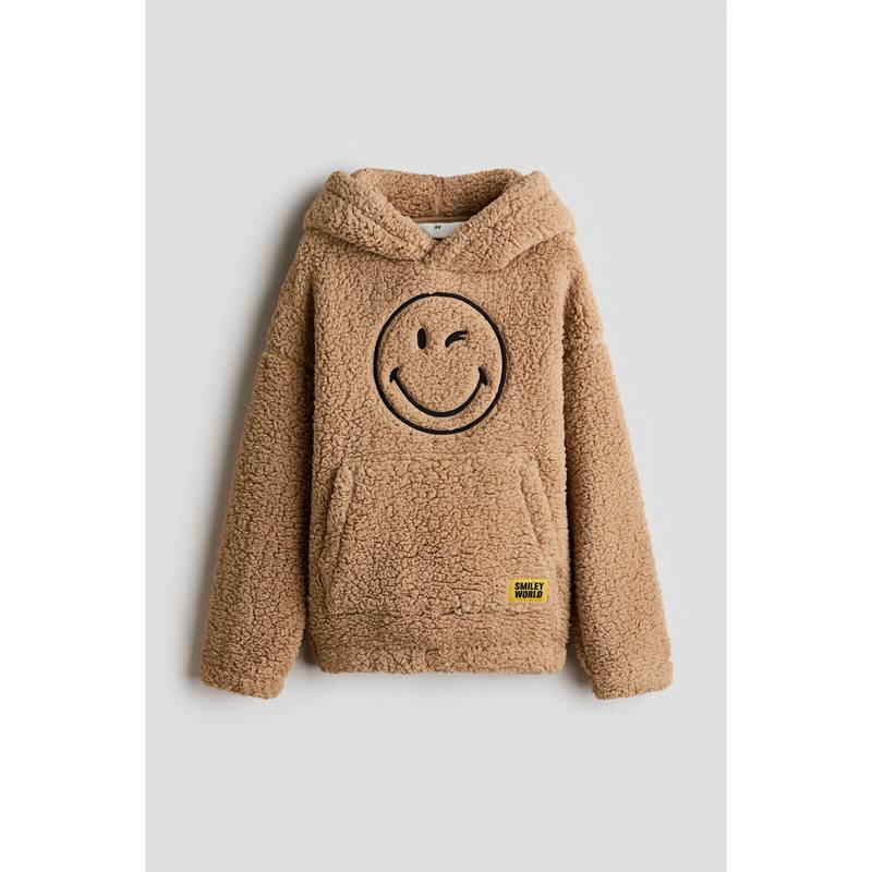 H&M Boys Beige Oversized Teddy Hoodie (8-10 Years)