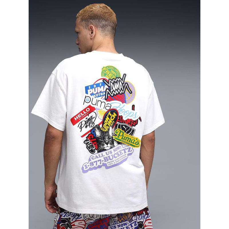 Puma Men White Oversized Basketball T-shirt (L)