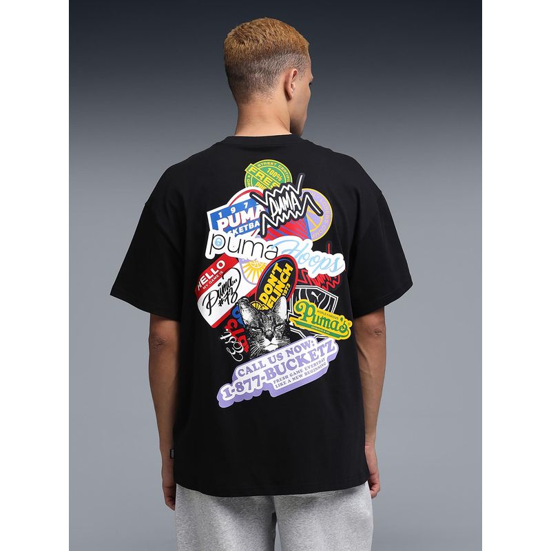 Puma Men Black Oversized Basketball T-shirt (S)