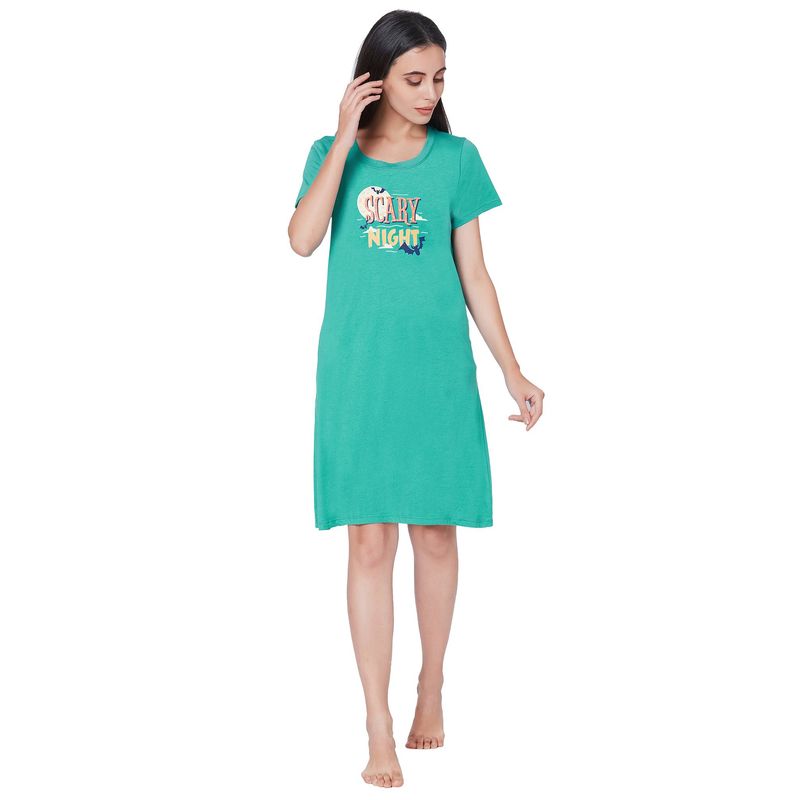 SOIE Womens Super-soft Cotton Modal Sleep Shirt - Green (M)(M)