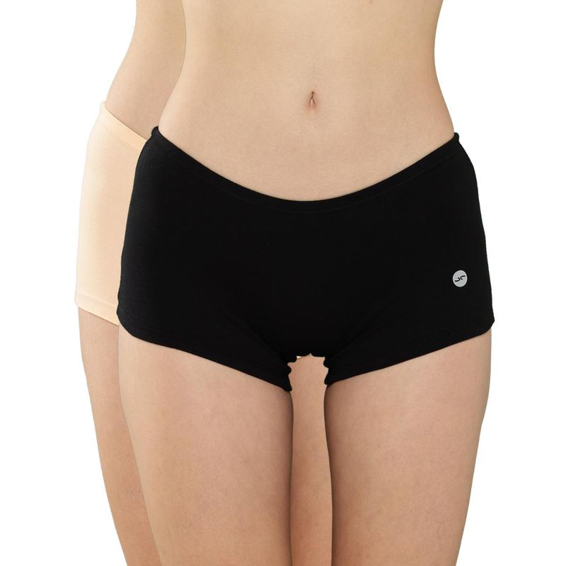 Leading Lady Women Solid Cotton Blend Mid Waist Underwear Boy Shorts (Pack of 2) (XL)