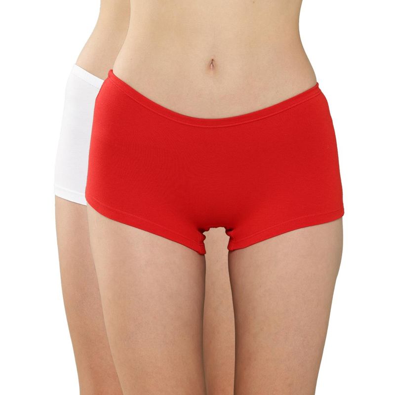Leading Lady Women Solid Cotton Blend Mid Waist Underwear Boy Shorts (Pack of 2) (XL)
