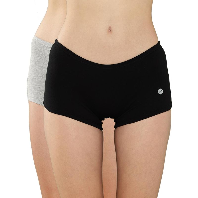Leading Lady Women Solid Cotton Blend Mid Waist Underwear Boy Shorts (Pack of 2) (XL)
